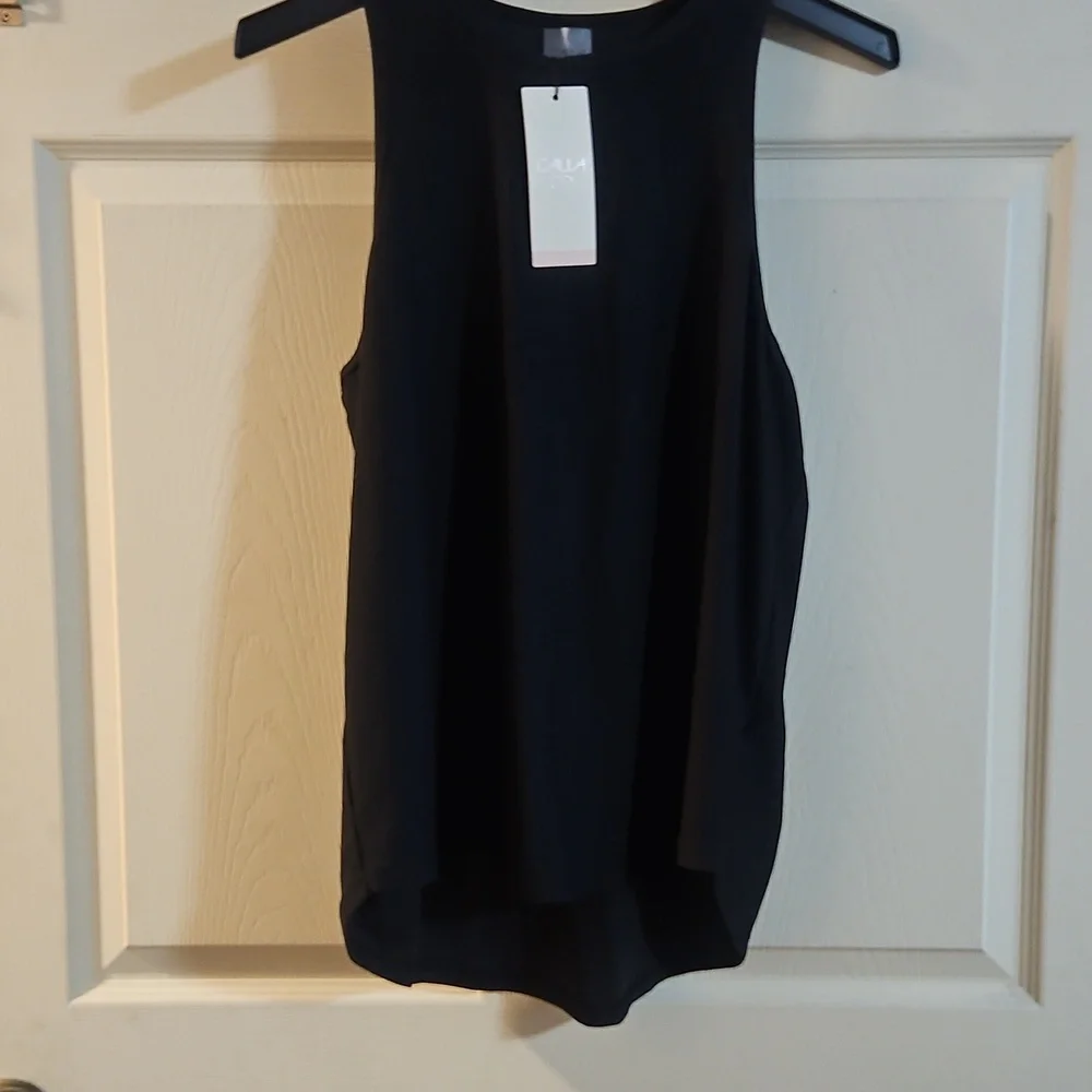 CALIA Women’s LustraLux Cutaway Tank: BLACK: NEW WITH TAGS: SIZE L